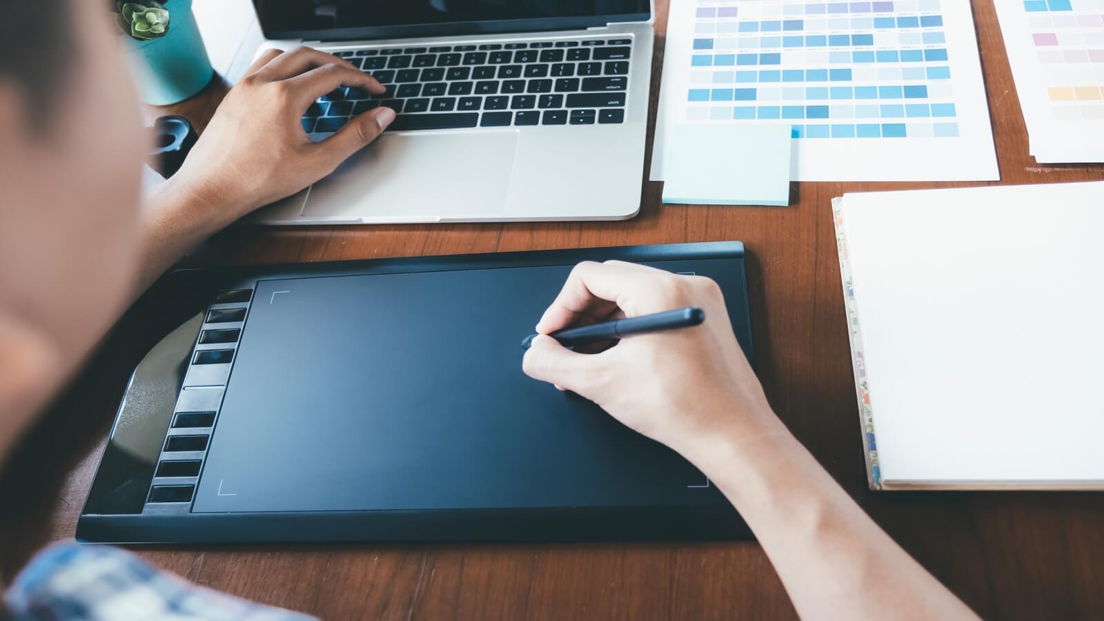Designer sketching a logo